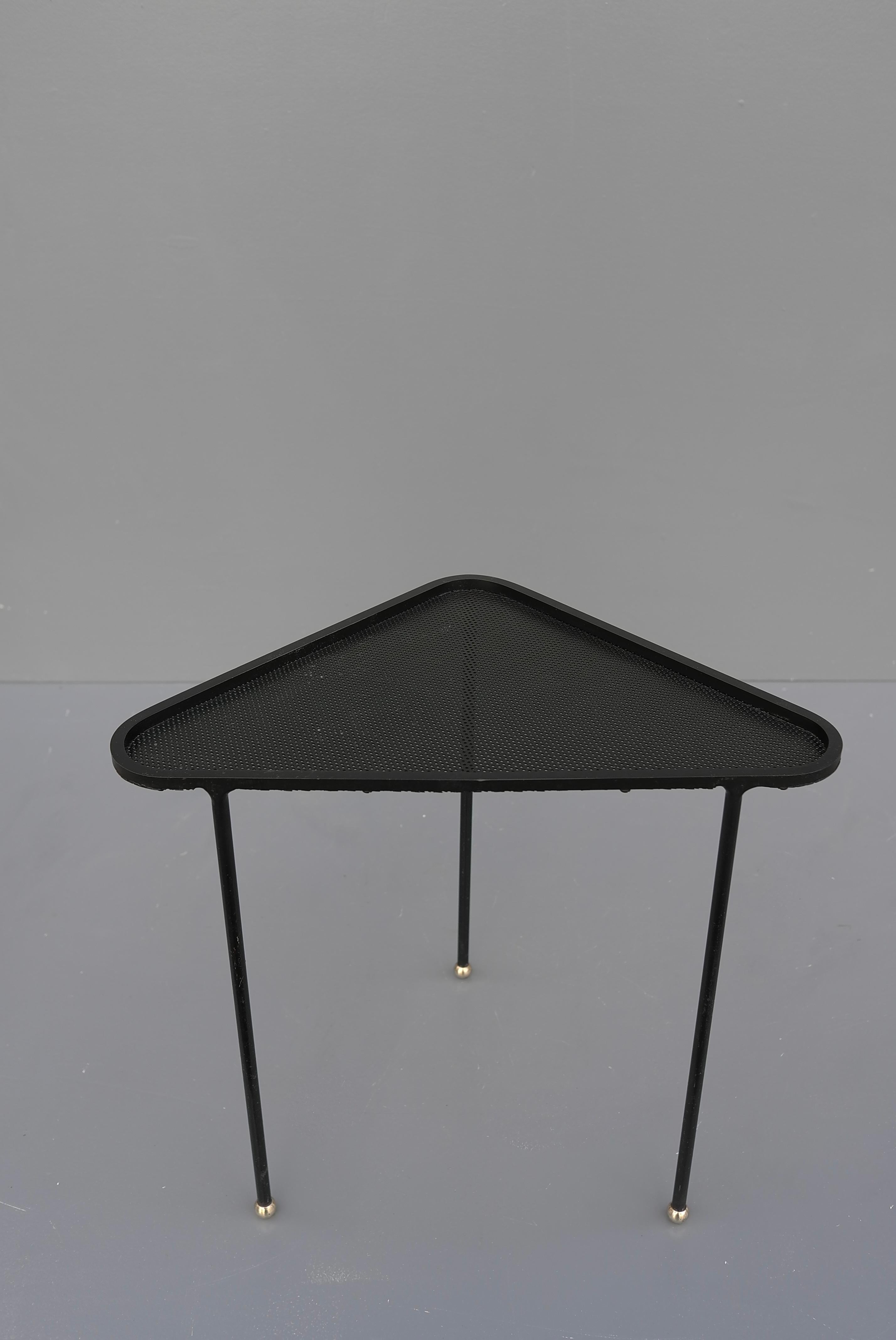 Rare Mathieu Matégot 'Orleans' Black Metal and Brass, Side Table, France, 1955 In Good Condition In Den Haag, NL