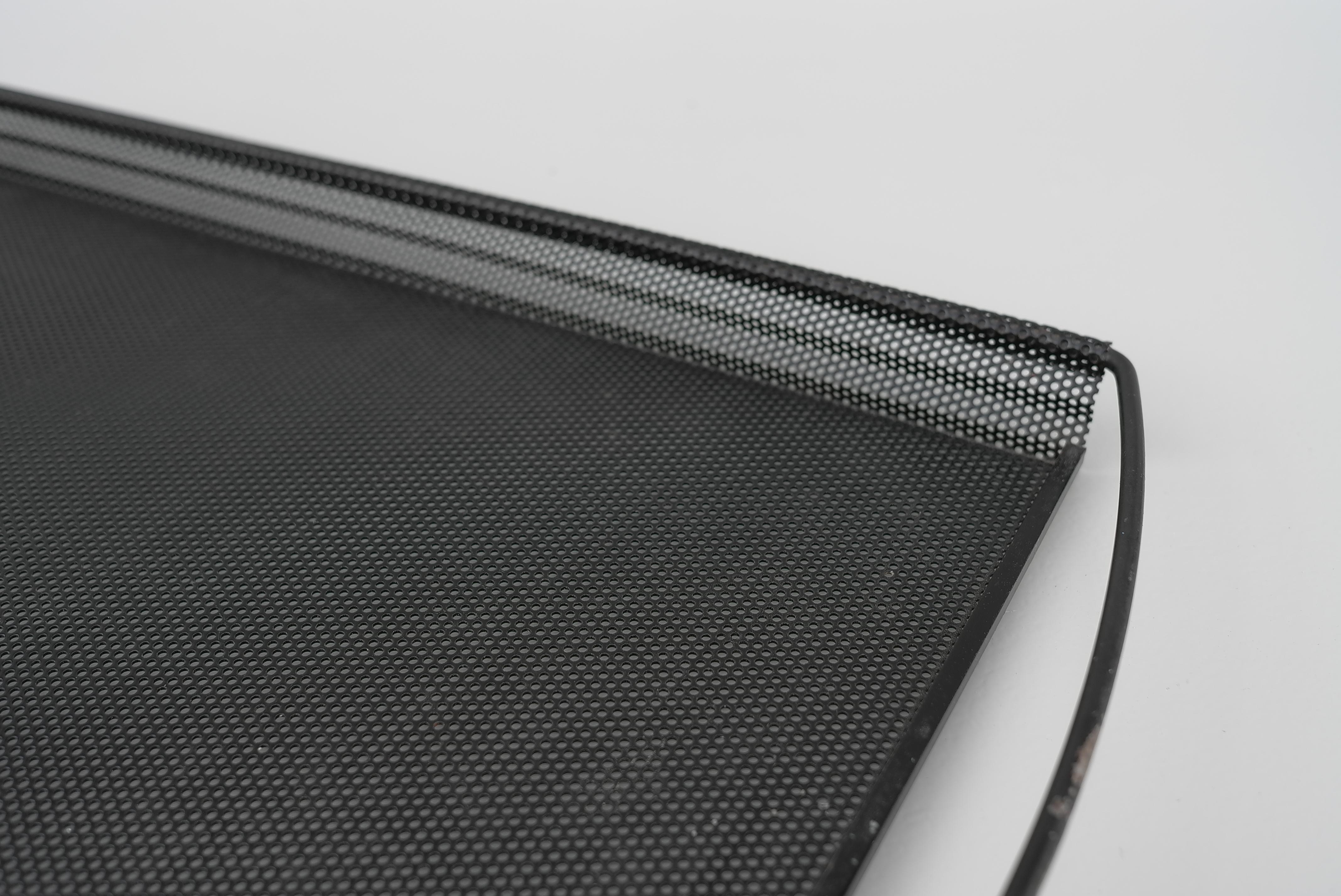 Mid-Century Modern Rare Mathieu Matégot Rigitulle Black Perforated Serving Tray, France, 1950s For Sale
