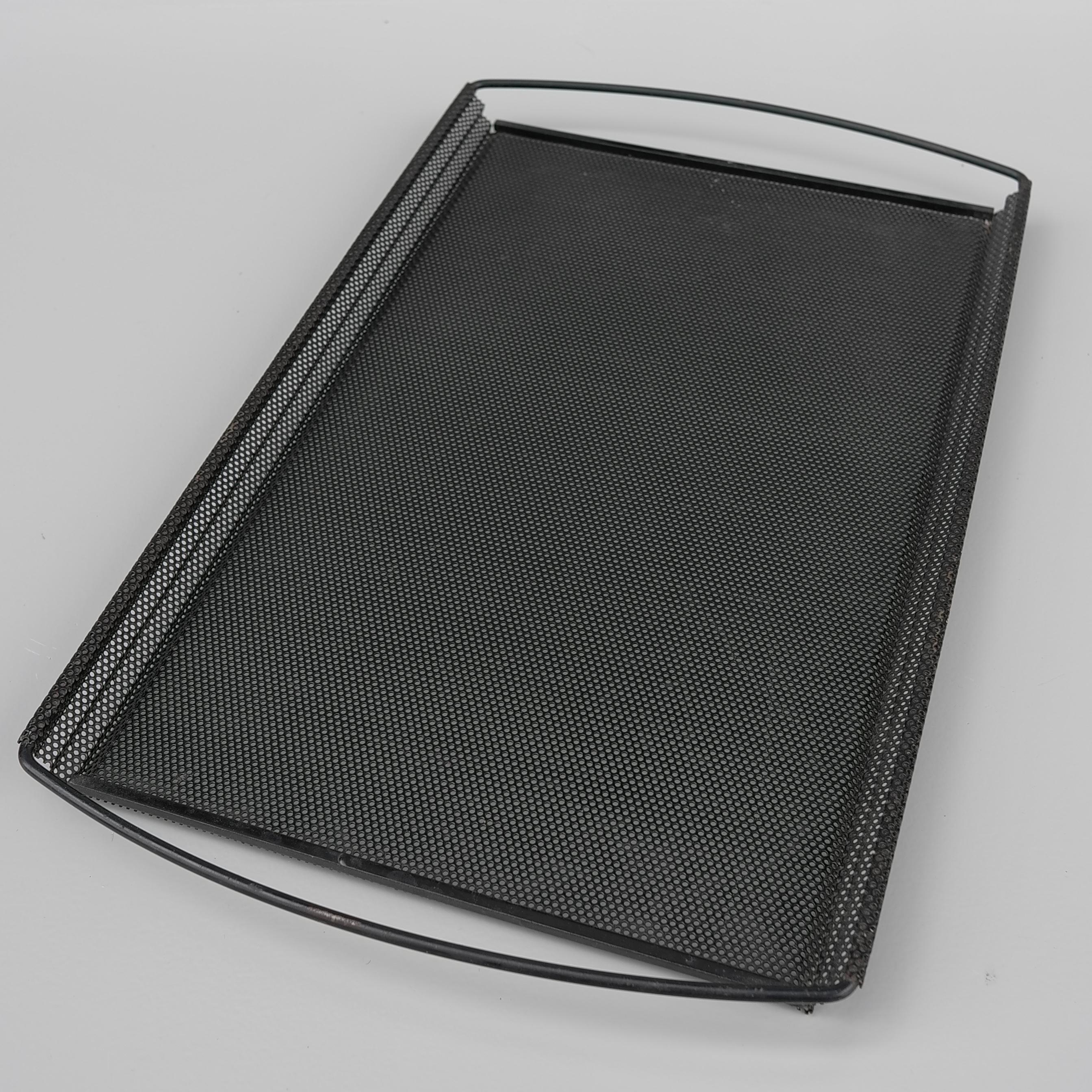 Rare Mathieu Matégot Rigitulle Black Perforated Serving Tray, France, 1950s In Good Condition For Sale In Den Haag, NL