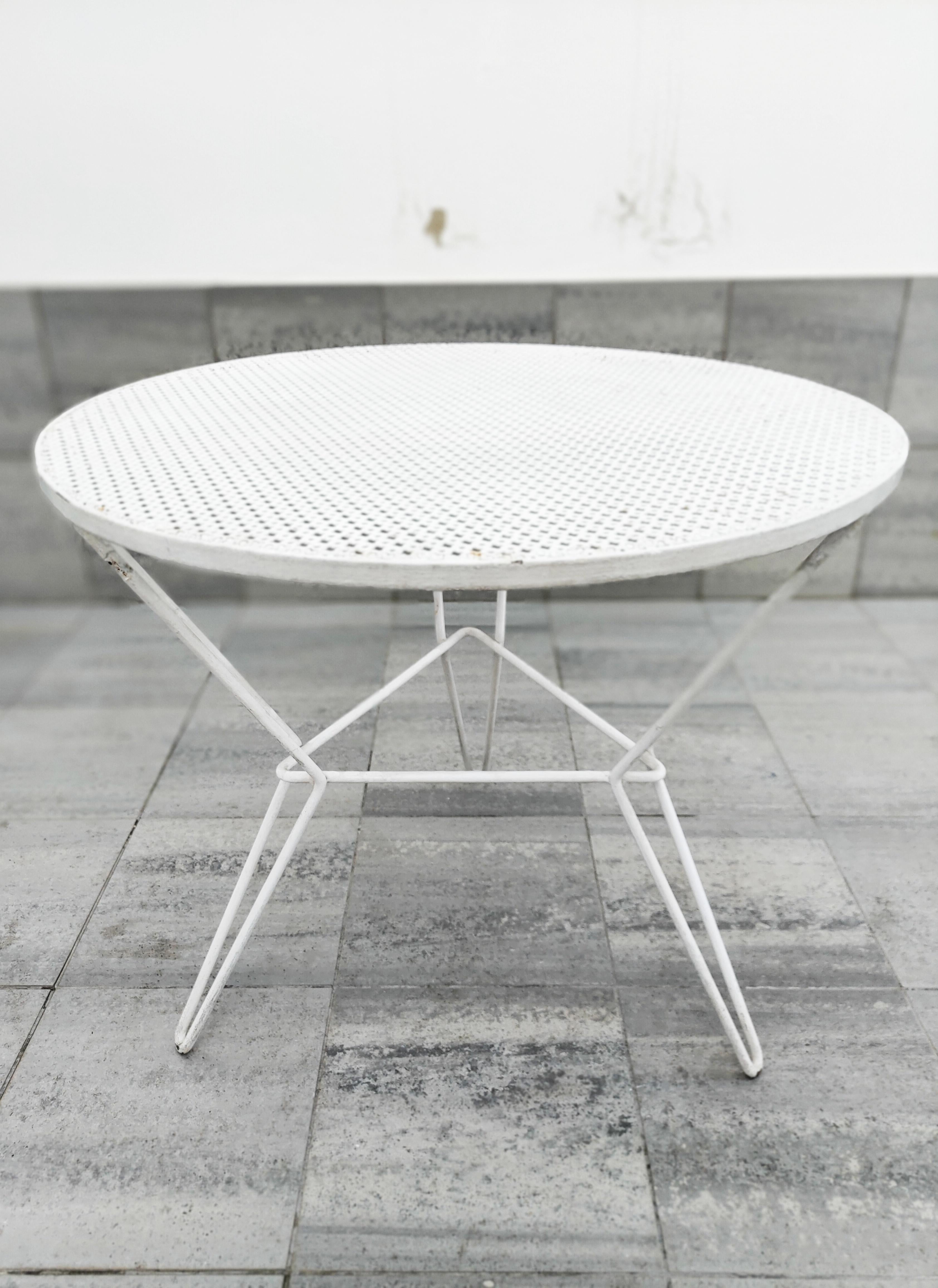 Rare Mathieu Matégot Set of Iron Low Armchairs and Table, France, 1950s 6