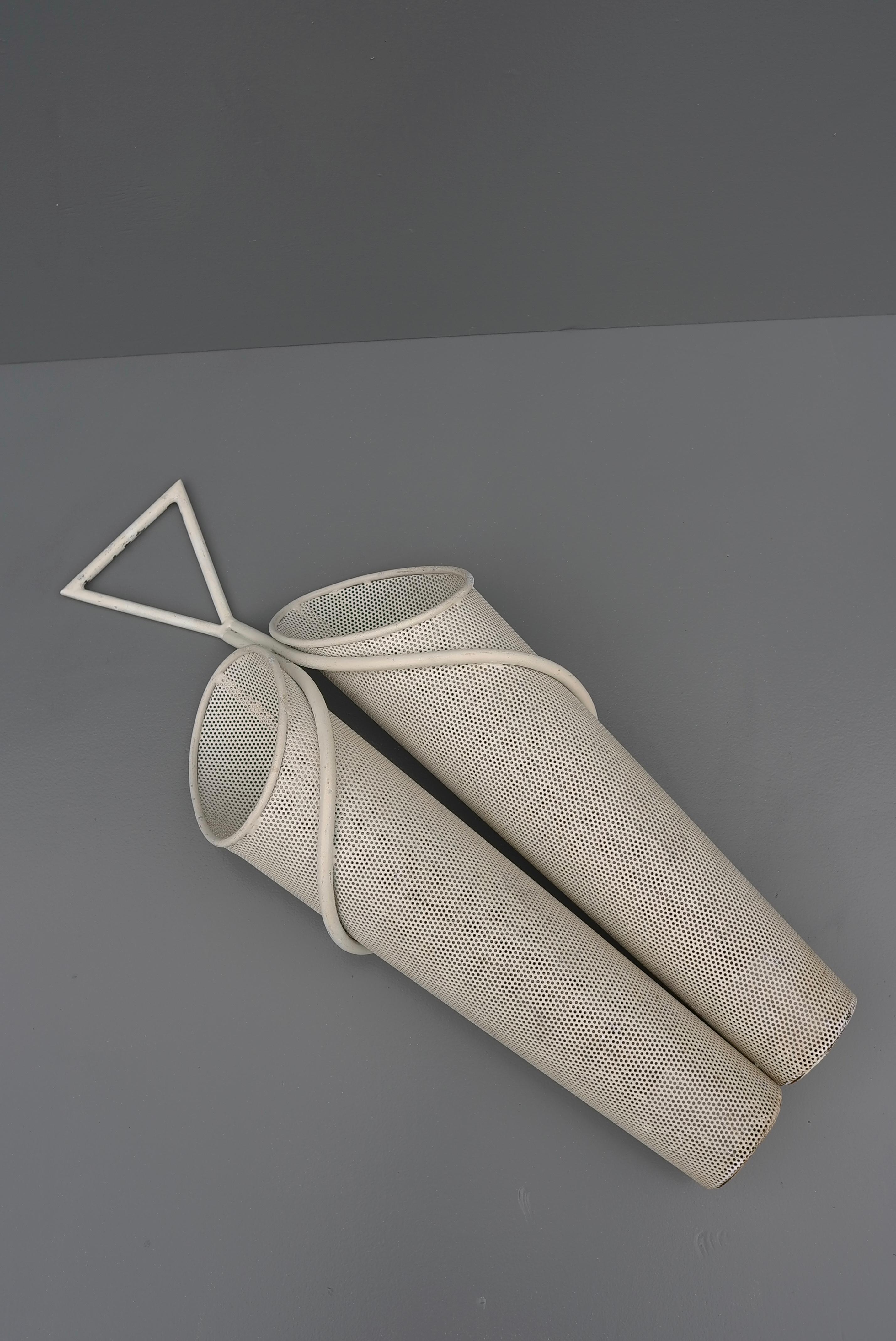 Rare Mathieu Matégot Wall-Mounted Umbrella Stand, Atelier Mategot France 1950's In Good Condition For Sale In Den Haag, NL