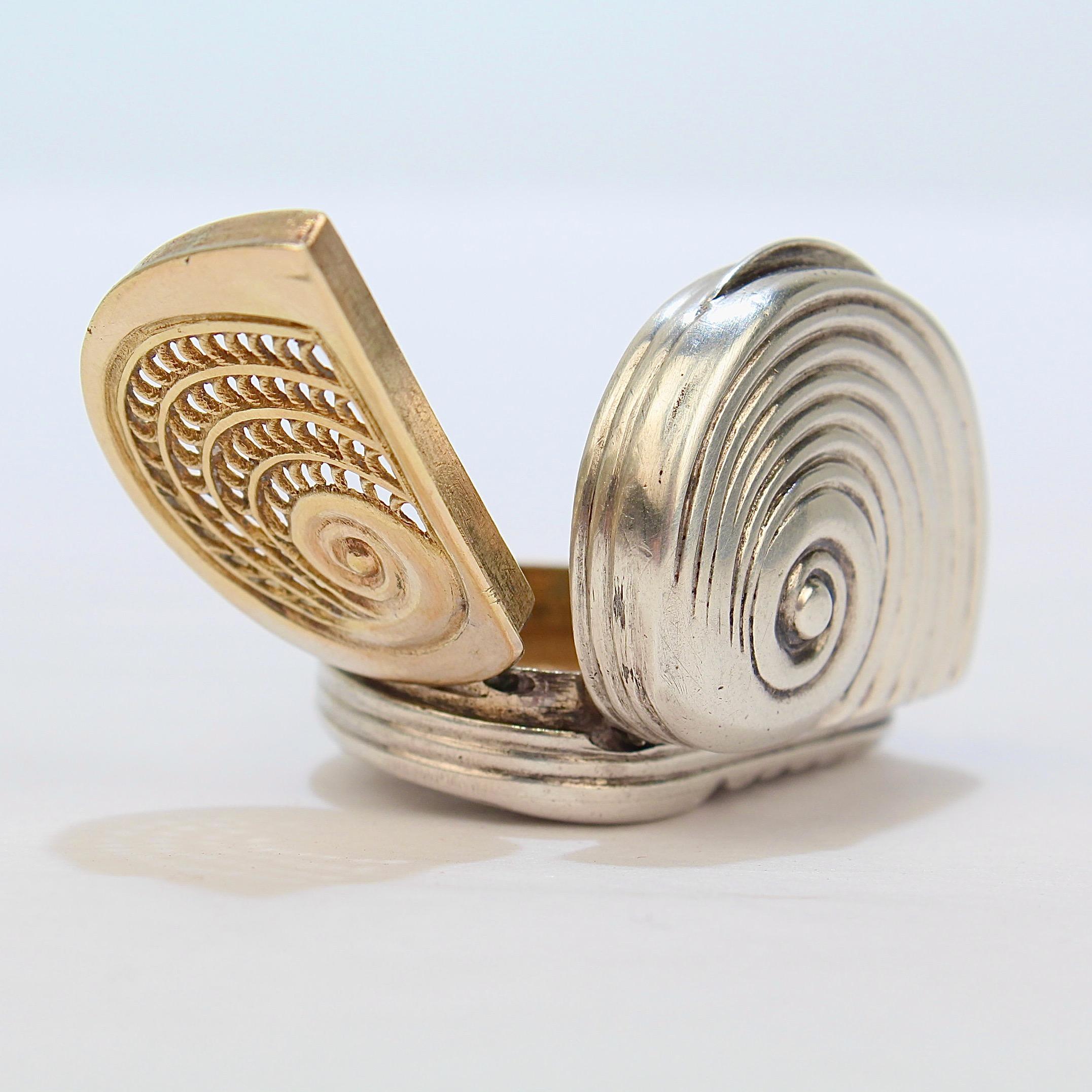 Rare Matthew Linwood Georgian English Sterling Silver Snail Form Vinaigrette Box For Sale 6