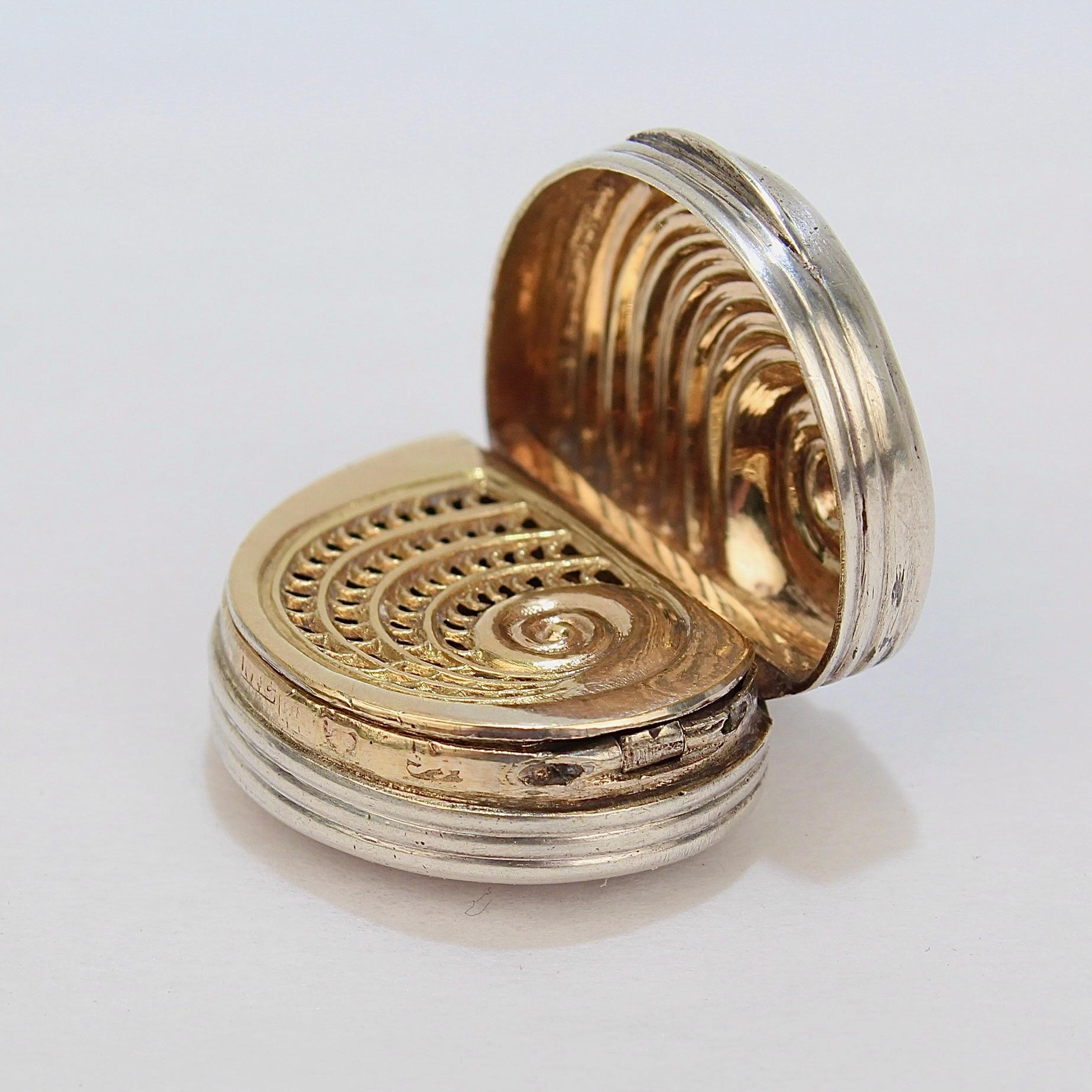 Rare Matthew Linwood Georgian English Sterling Silver Snail Form Vinaigrette Box For Sale 9