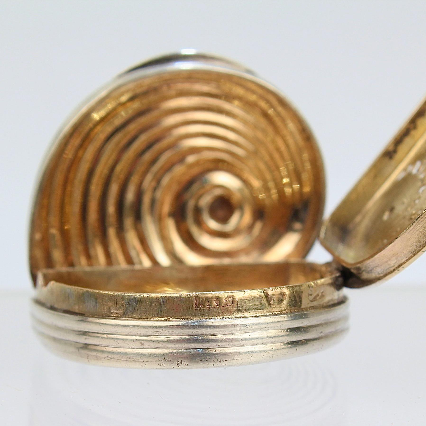 Rare Matthew Linwood Georgian English Sterling Silver Snail Form Vinaigrette Box For Sale 11