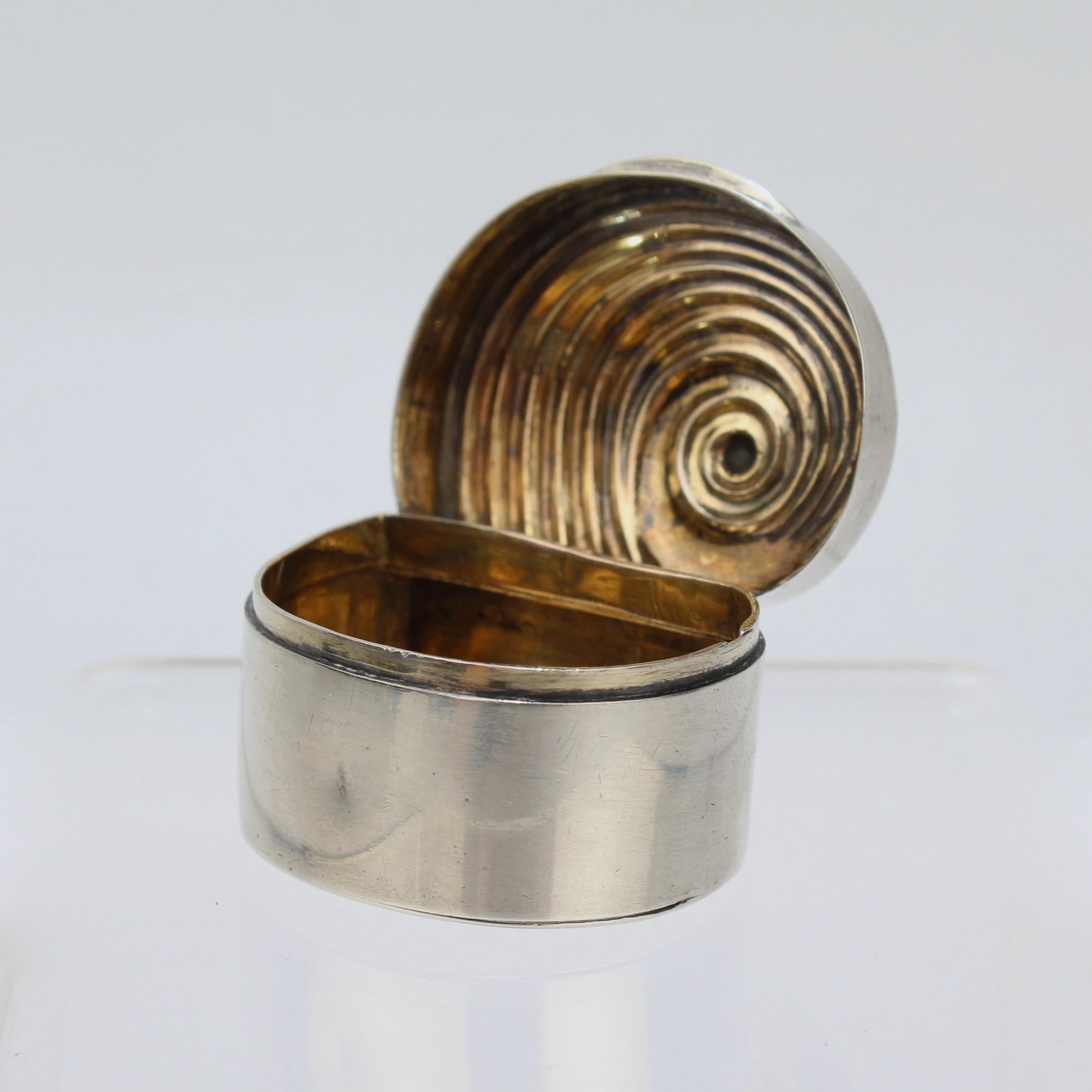 Rare Matthew Linwood Gilt Georgian English Sterling Silver Seashell Form Box For Sale 8