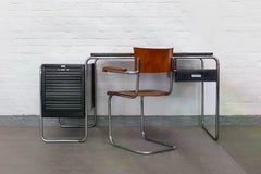 Rara scrivania Mauser B65 di Marcel Breuer, Bauhaus in tubo d'acciaio, Germania