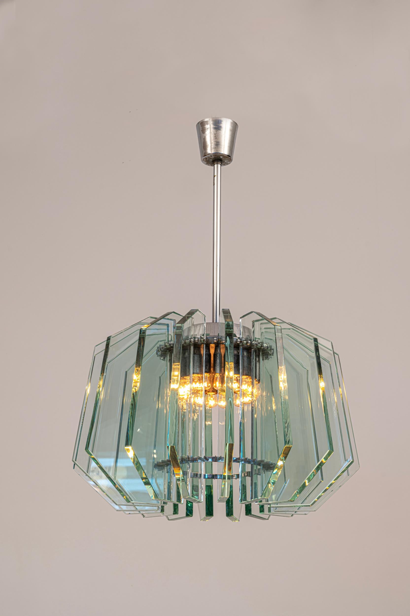 Rare Max Ingrand chandelier for Fontana Arte In Good Condition For Sale In London, GB