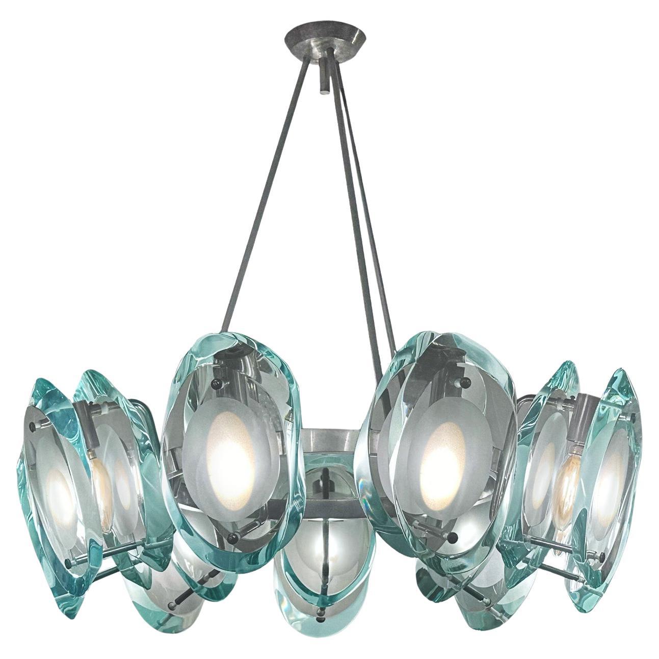Rare Max Ingrand for Fontana Arte Model #1088 Chandelier 1959