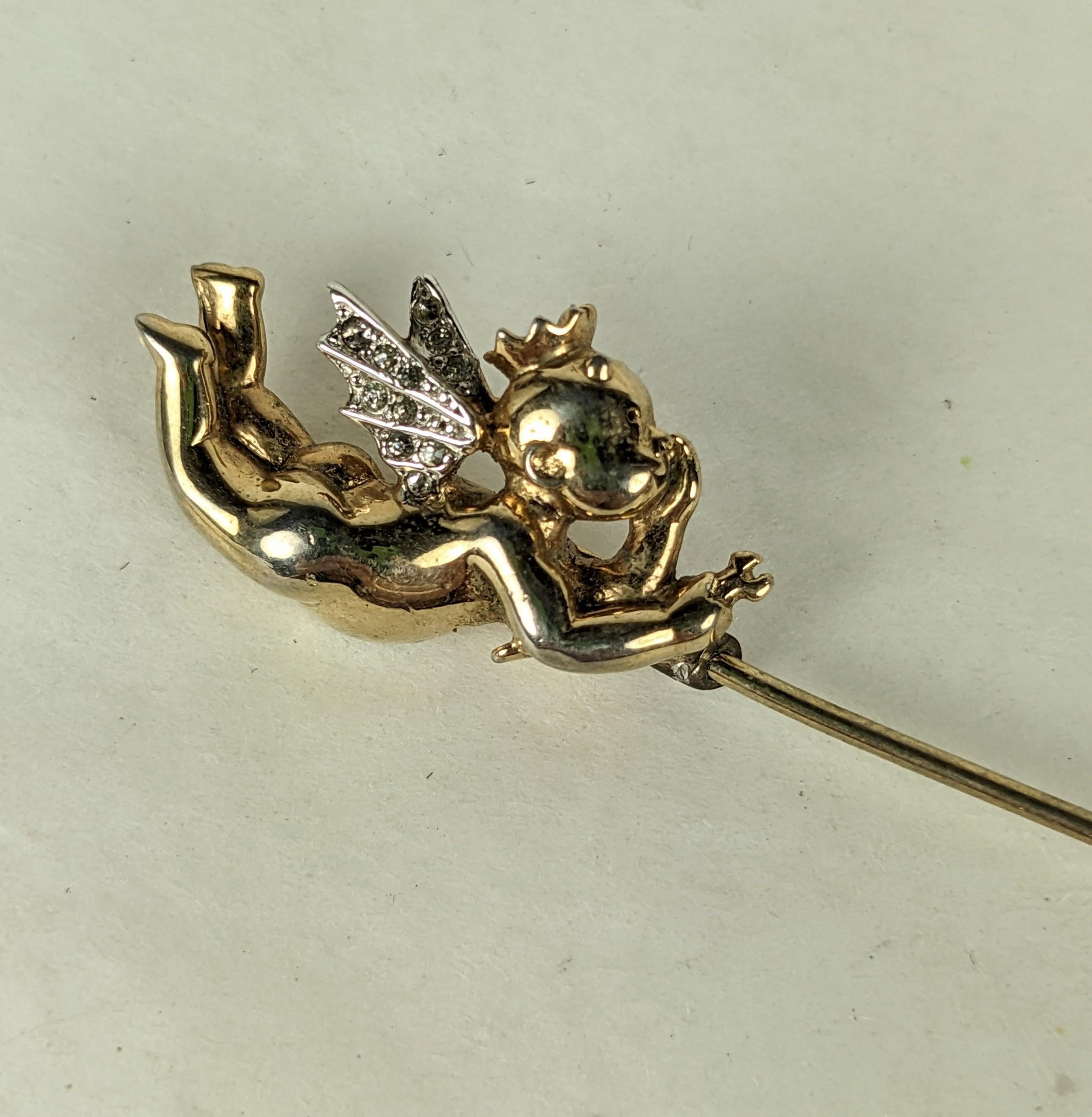 Rare Mazer, Joseph Wuyts Whispering Angel Jabot Pin In Good Condition For Sale In New York, NY