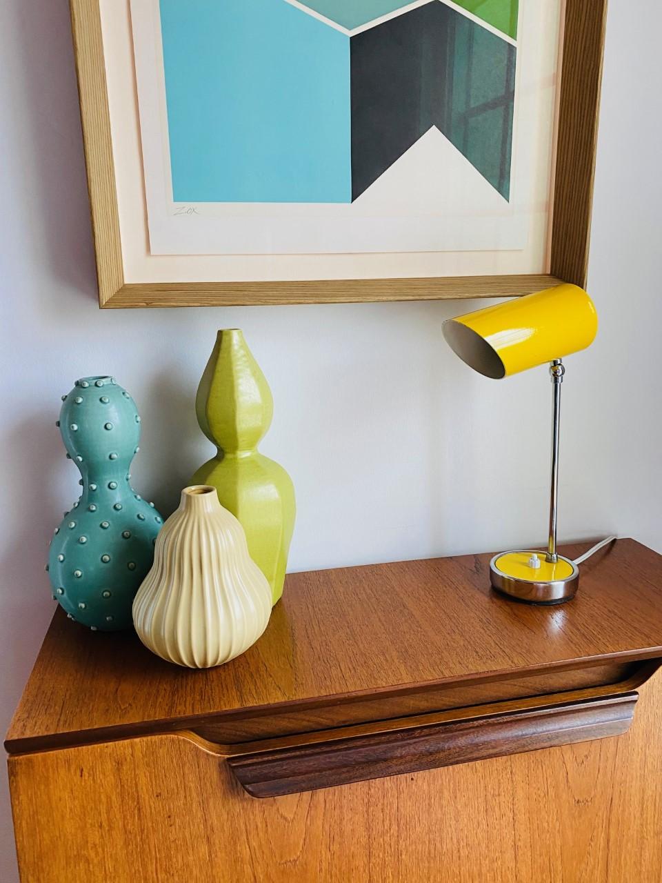 Rare MC Minimalist Space Age Yellow Accent Table Lamp For Sale 7