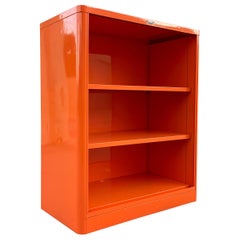 Rare McDowell Craig 1960s Tanker Bookcase Refinished in Tangerine, Ready to Ship