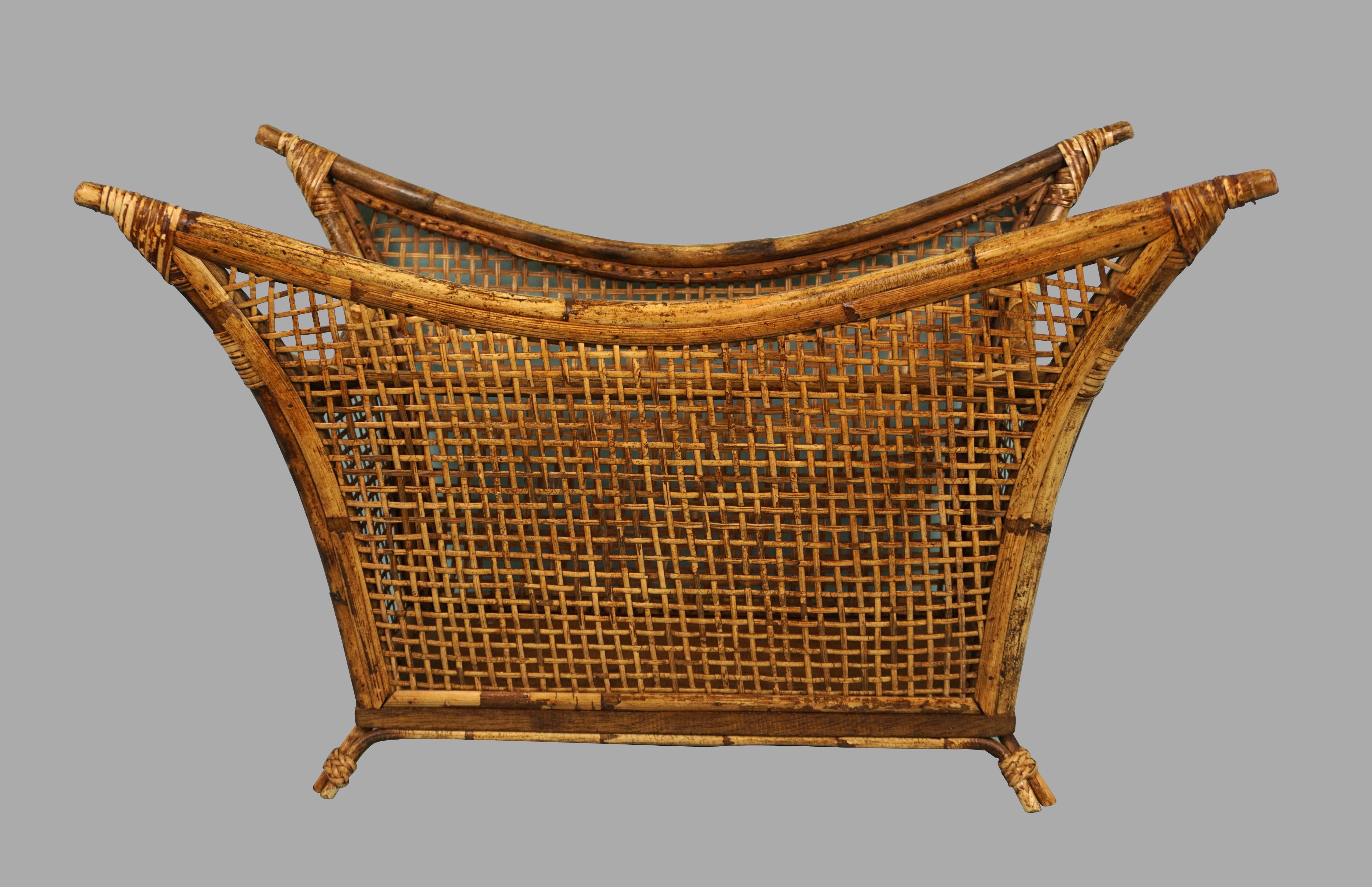 Modern Rare Mcguire Bamboo and Cane Magazine Rack For Sale