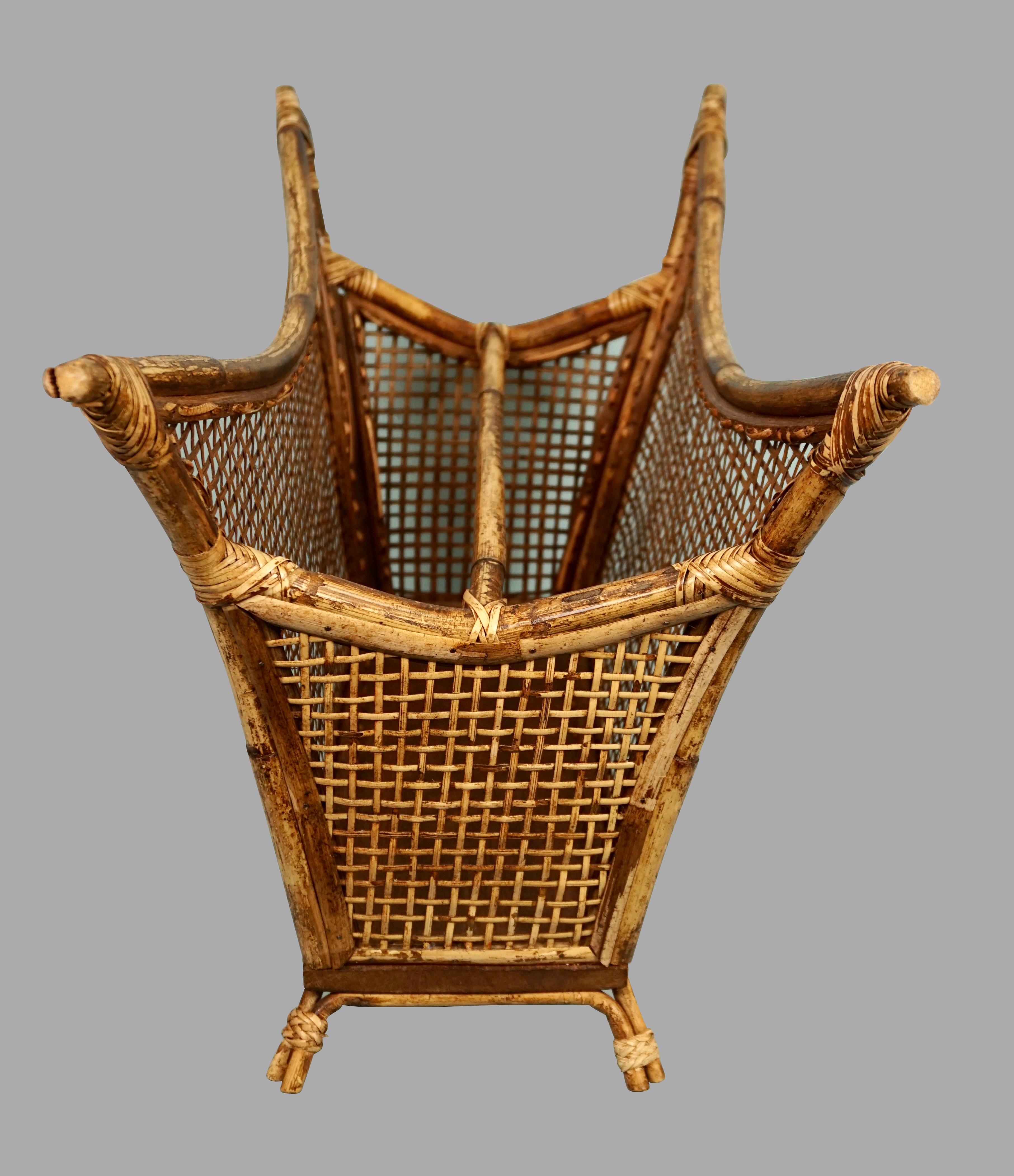 Rare Mcguire Bamboo and Cane Magazine Rack For Sale 3
