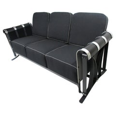 Rare McKay Art Deco Chrome Banded Glider Sofa 1933 Worlds Fair