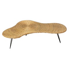 Rare MCM Biomorphic / Amoeba Wicker 
Iron Cocktail /Coffee Table, France, 1950s