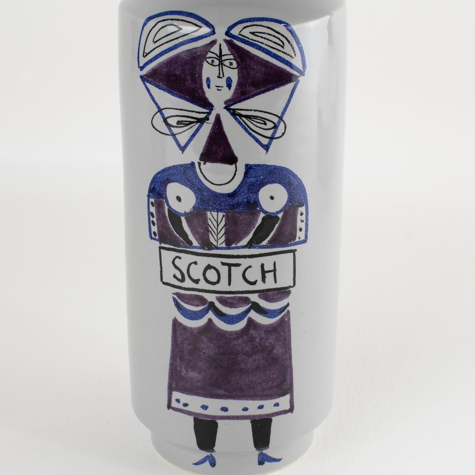 Peint Rare bouteille de spiritueux en céramique MCM par Raymor, circa 1950, un Trio en vente