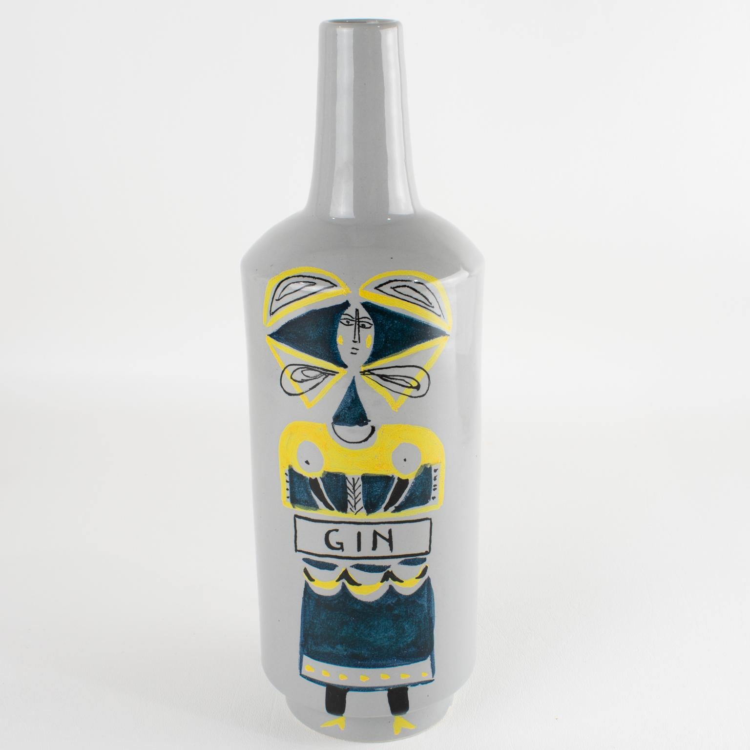 Rare bouteille de spiritueux en céramique MCM par Raymor, circa 1950, un Trio Bon état - En vente à Atlanta, GA
