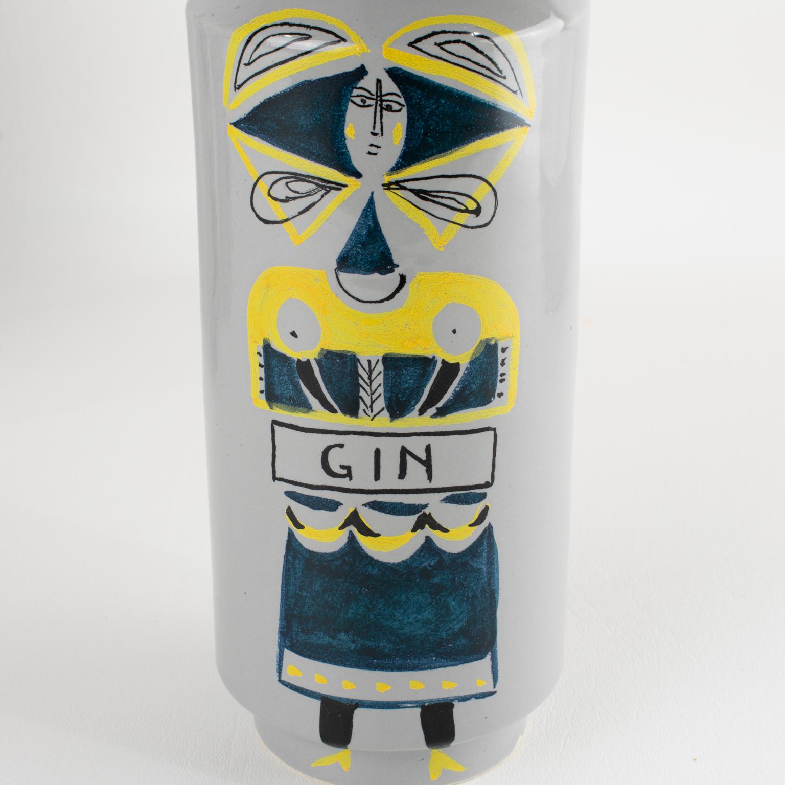 Milieu du XXe siècle Rare bouteille de spiritueux en céramique MCM par Raymor, circa 1950, un Trio en vente