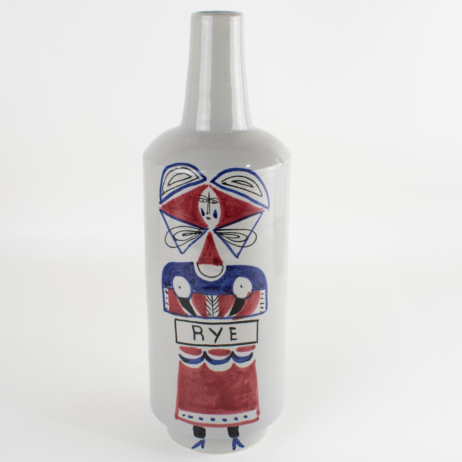 Céramique Rare bouteille de spiritueux en céramique MCM par Raymor, circa 1950, un Trio en vente