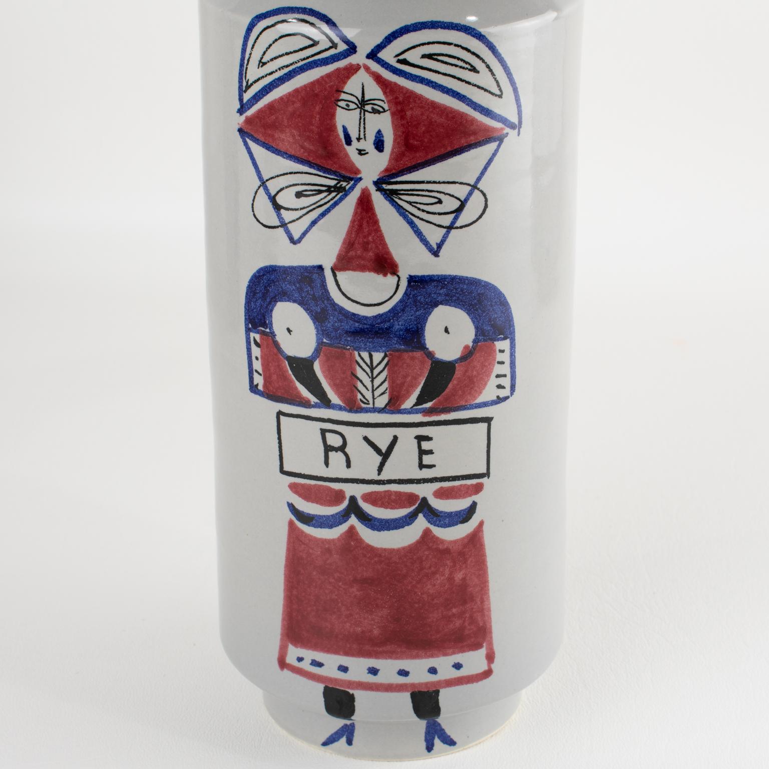 Rare bouteille de spiritueux en céramique MCM par Raymor, circa 1950, un Trio en vente 1