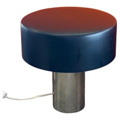 Rare MCM Chrome Table Lamp with Black Metal Shade by Giuseppe Ostuni for O-Luce