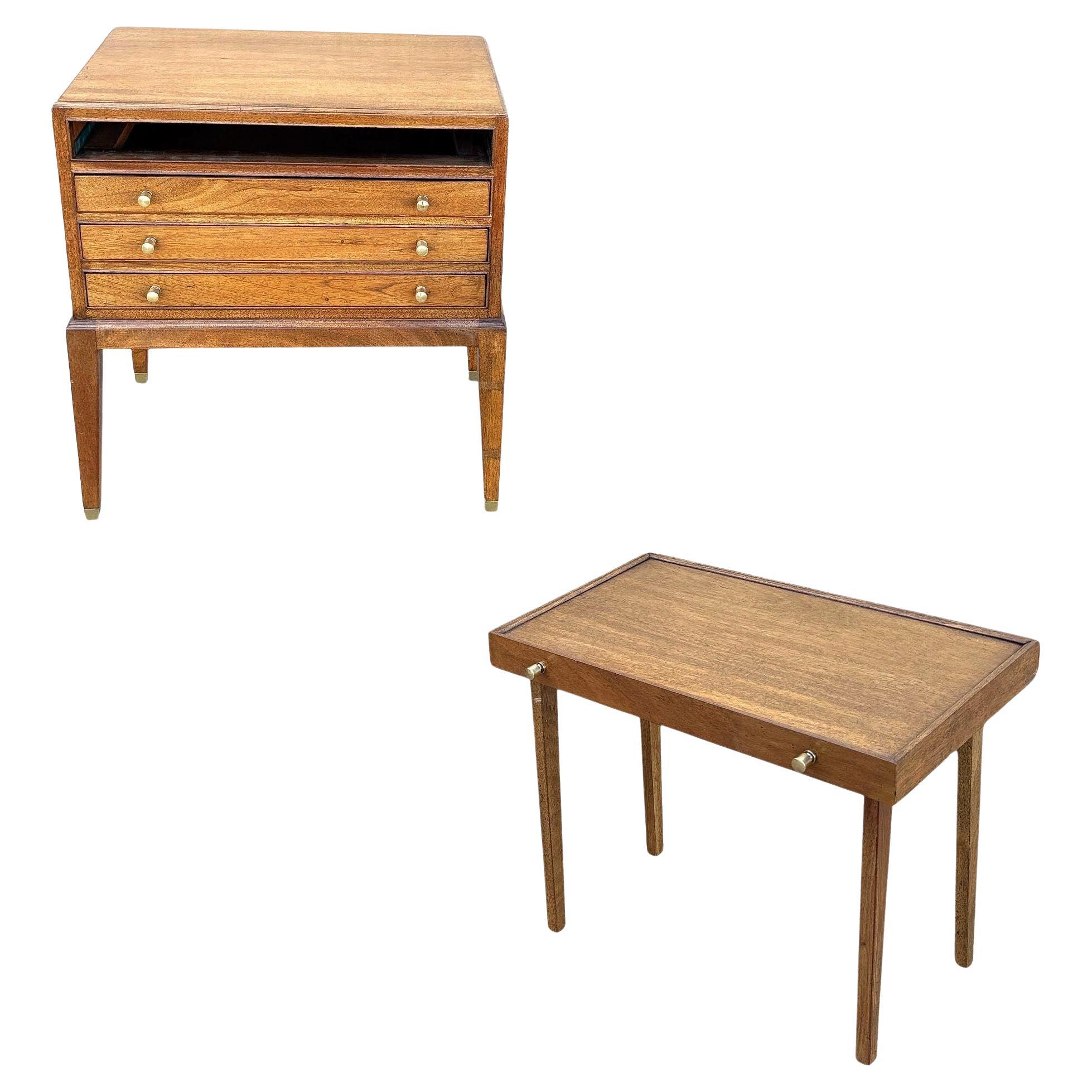 Rare MCM Danish Modern Mahogany Chest of 4 Side Table Stands by Frits Henningsen For Sale