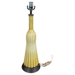 Rare MCM Empoli Butterscotch Ribbed Cased Murano Glass Table Lamp