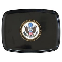 Seltenes MCM-Tablett mit Intarsien „American Embassy - Moscow“ von Couroc aus Kalifornien
