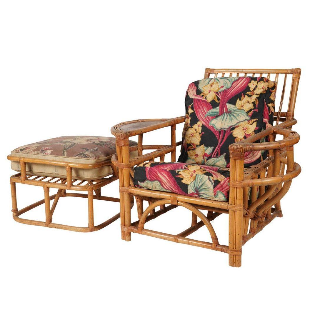 Rare MCM Canapé Chaise Ottomane en rotin à gradins Ensemble de salon avec tables d'appoint encastrées en vente 2