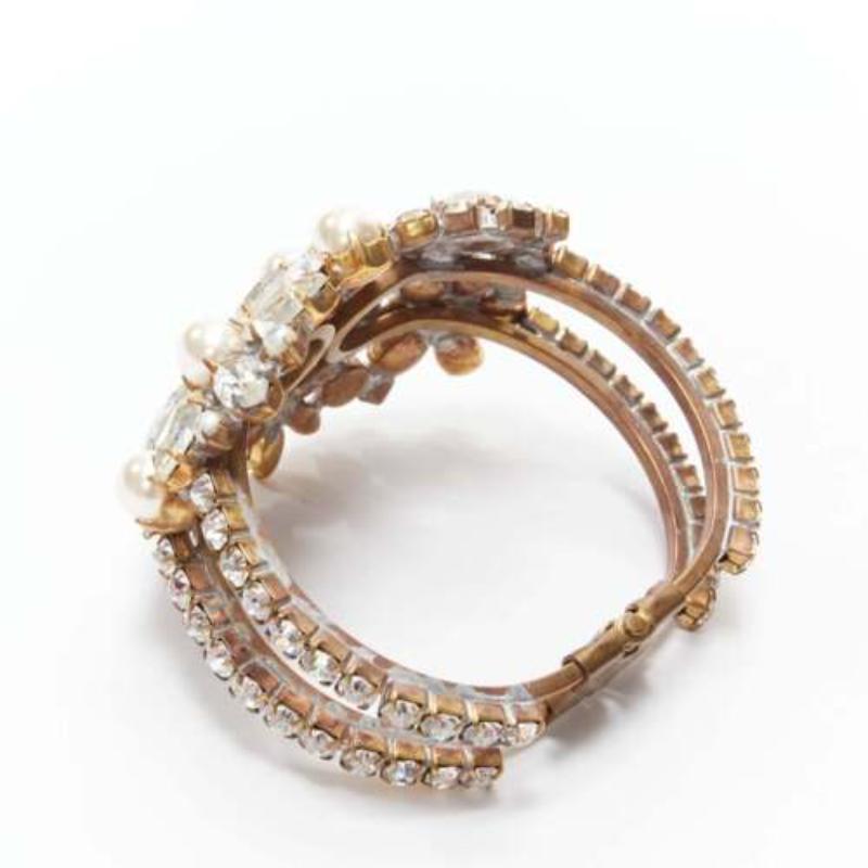 rare MEADHAM KIRCHHOFF Lilien Czech Runway crystal faux pearl double bangle cuff Excellent état - En vente à Hong Kong, NT