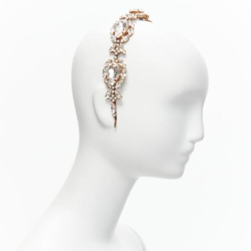 Grigio raro MEADHAM KIRCHHOFF Lilien cristalli cechi Runway perla bronzo alice fascia per capelli in vendita