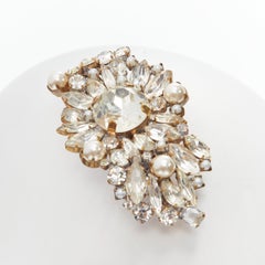 rare MEADHAM KIRCHHOFF Lilien Czech Runway crystals pearl bronze hairclips