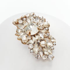 rare MEADHAM KIRCHHOFF Lilien Czech Runway crystals pearl bronze hairclips