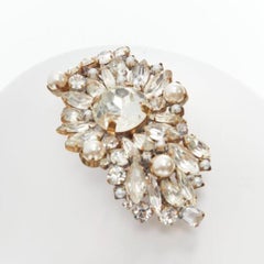 rare MEADHAM KIRCHHOFF Lilien Czech Runway crystals pearl bronze hairclips