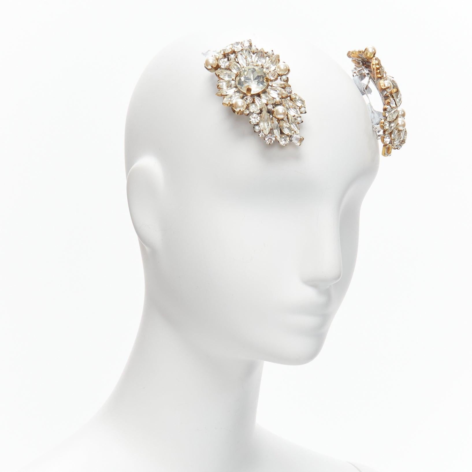 Seltene seltene MEADHAM KIRCHHOFF Lilien Tschechische Laufsteg Kristalle Perle Bronze Haarclips im Zustand „Gut“ im Angebot in Hong Kong, NT
