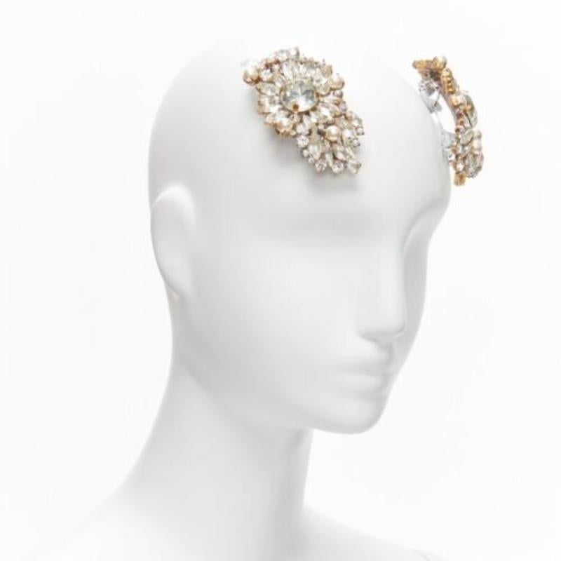 Gray rare MEADHAM KIRCHHOFF Lilien Czech Runway crystals pearl bronze hairclips For Sale