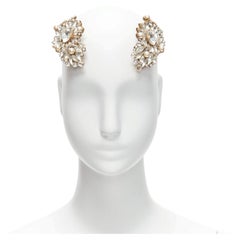 rare MEADHAM KIRCHHOFF Lilien Czech Runway crystals pearl bronze hairclips