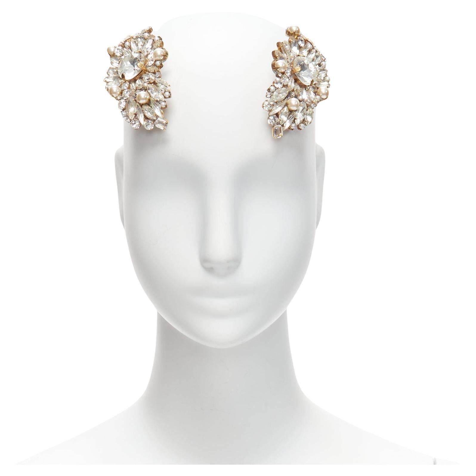 Seltene seltene MEADHAM KIRCHHOFF Lilien Tschechische Laufsteg Kristalle Perle Bronze Haarclips im Angebot