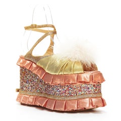 rare MEADHAM KIRCHHOFF Nicholas Kirkwood ruffles glitter platforms EU39