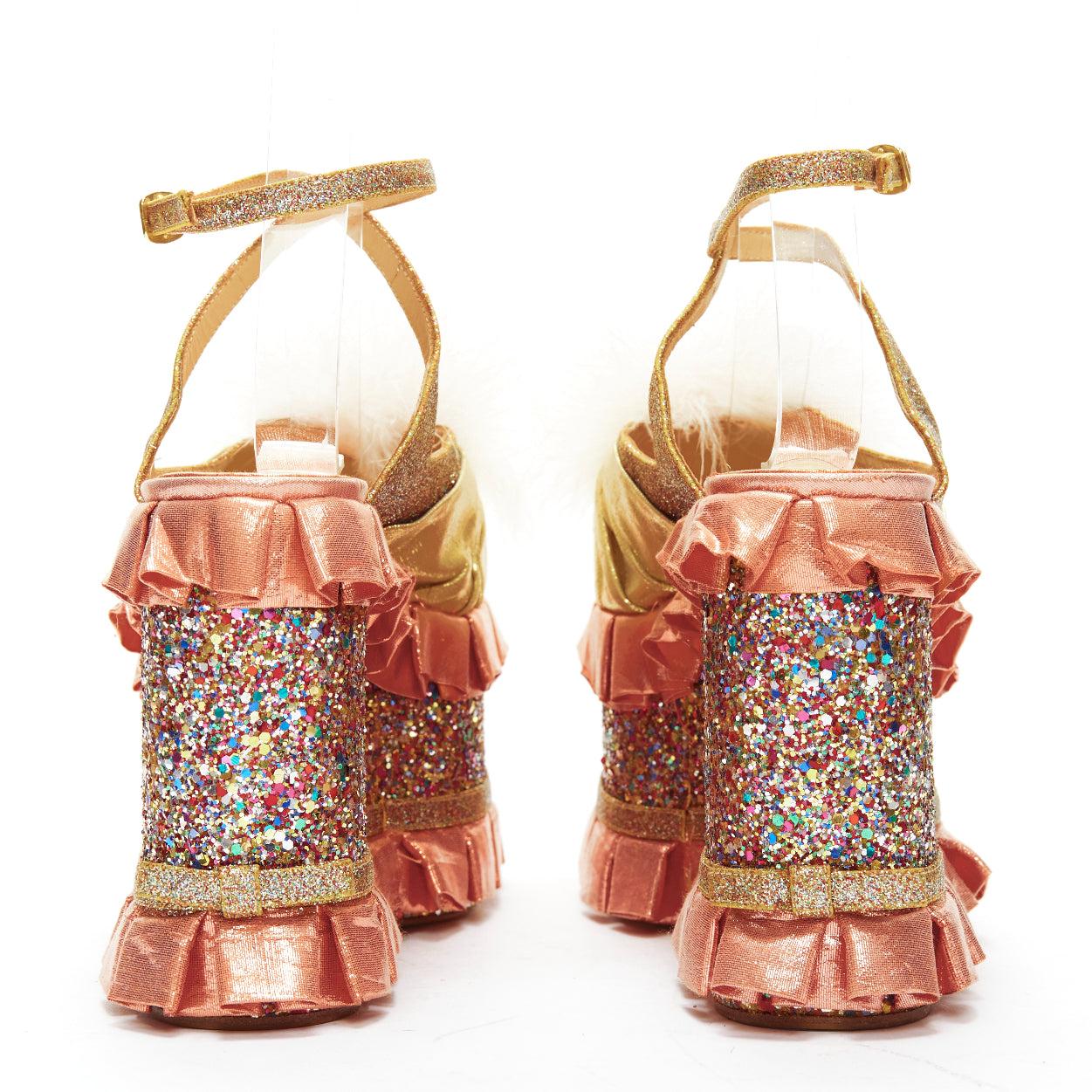 Women's rare MEADHAM KIRCHHOFF Nicholas Kirkwood ruffles glitter platforms EU39