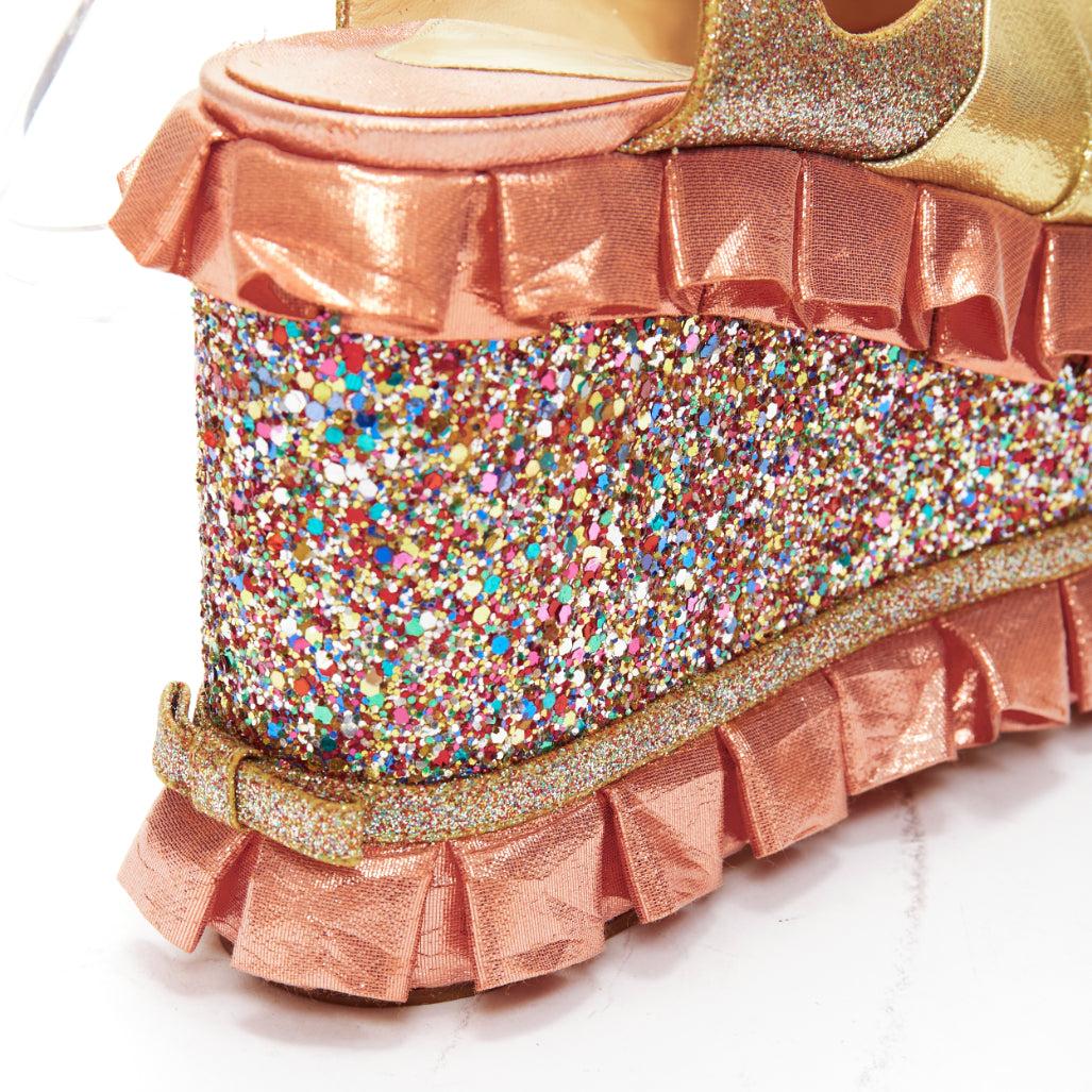 rare MEADHAM KIRCHHOFF Nicholas Kirkwood ruffles glitter platforms EU39 3