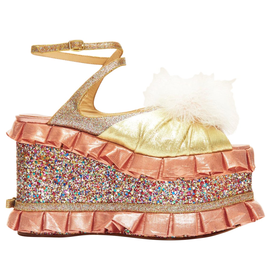 rare MEADHAM KIRCHHOFF Nicholas Kirkwood ruffles glitter platforms EU39