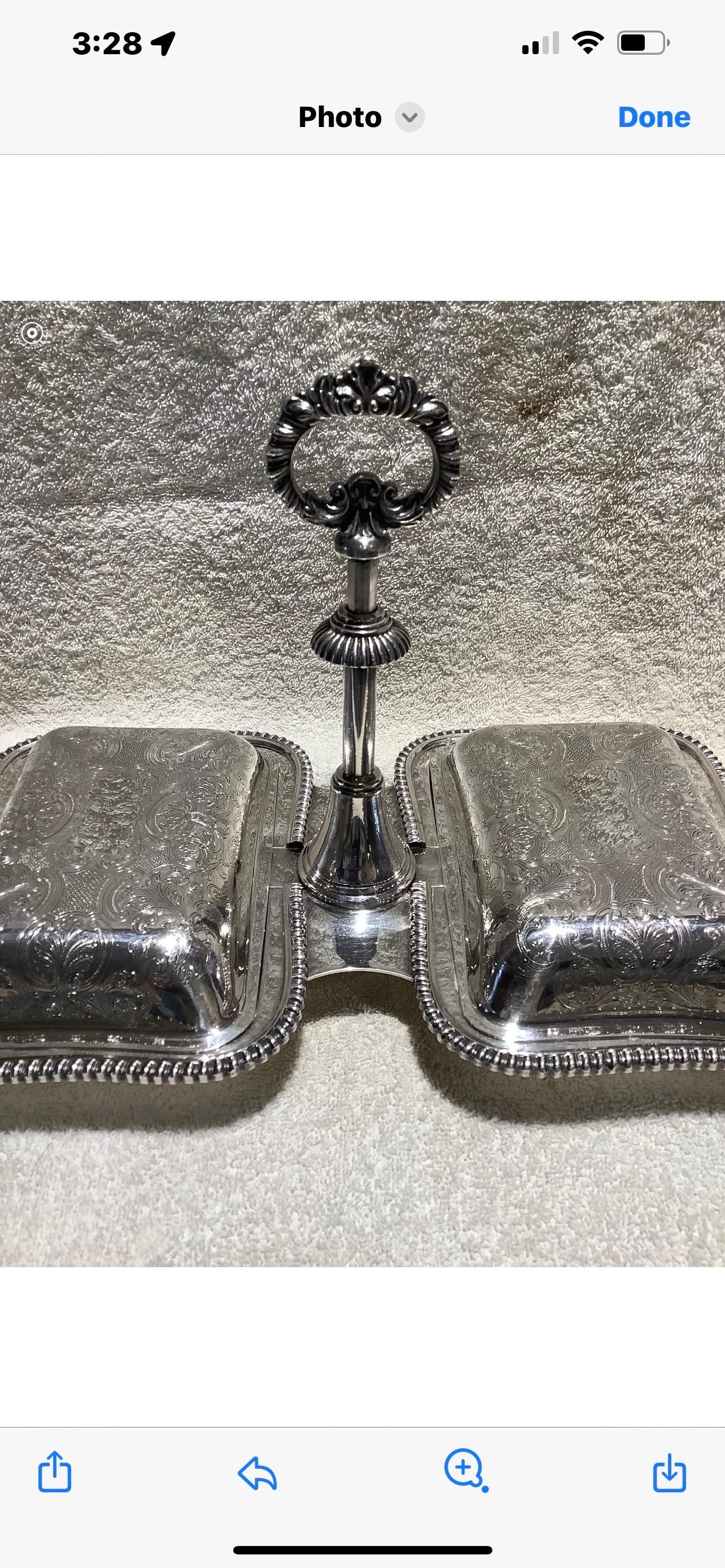 20th Century Rare Mechanical Silver Plate Serving Dish