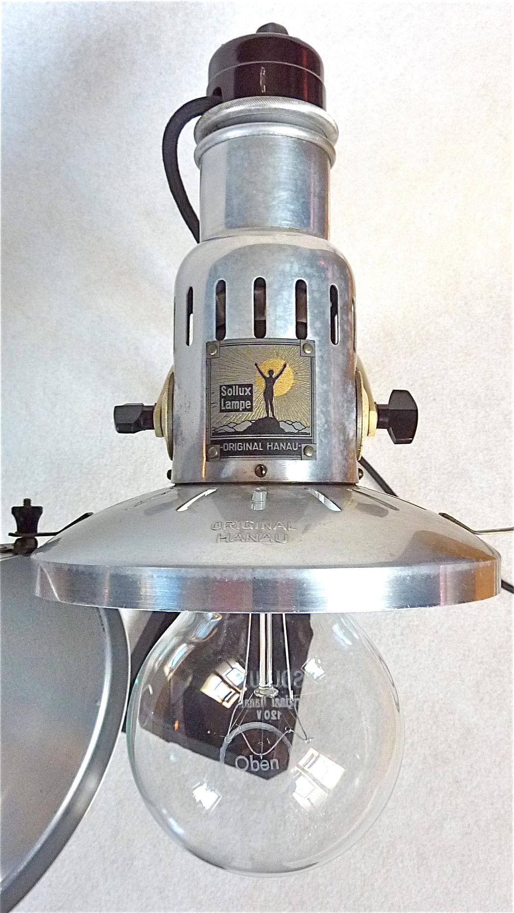Seltene medizinische Sonnen-Tischlampe Sollux Hanau Bauhaus Metall Bakelit 1930er Jahre Art Deco im Angebot 11