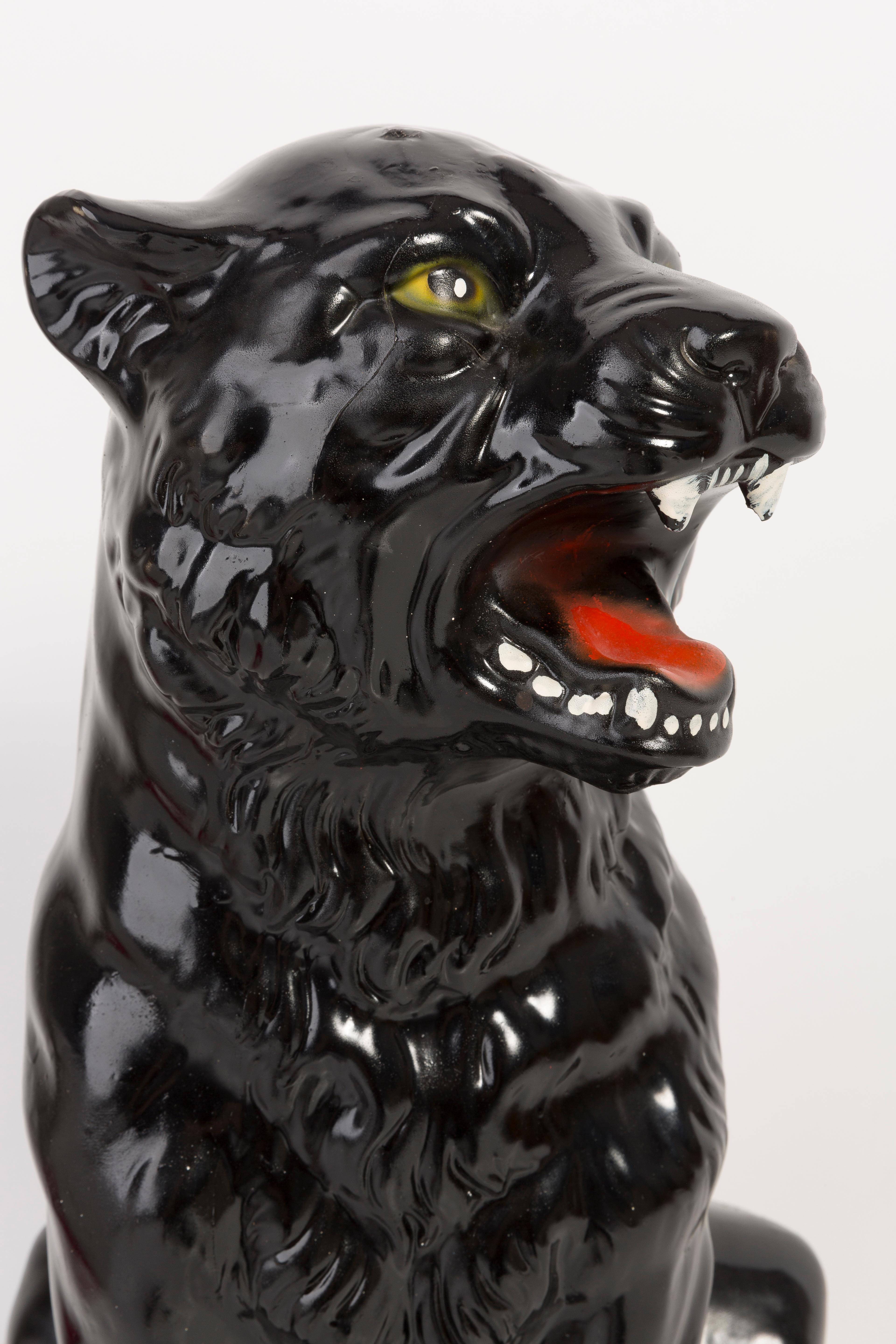 20th Century Rare Medium Black Panther Ceramic Sculpture, Italy, 1960s For Sale
