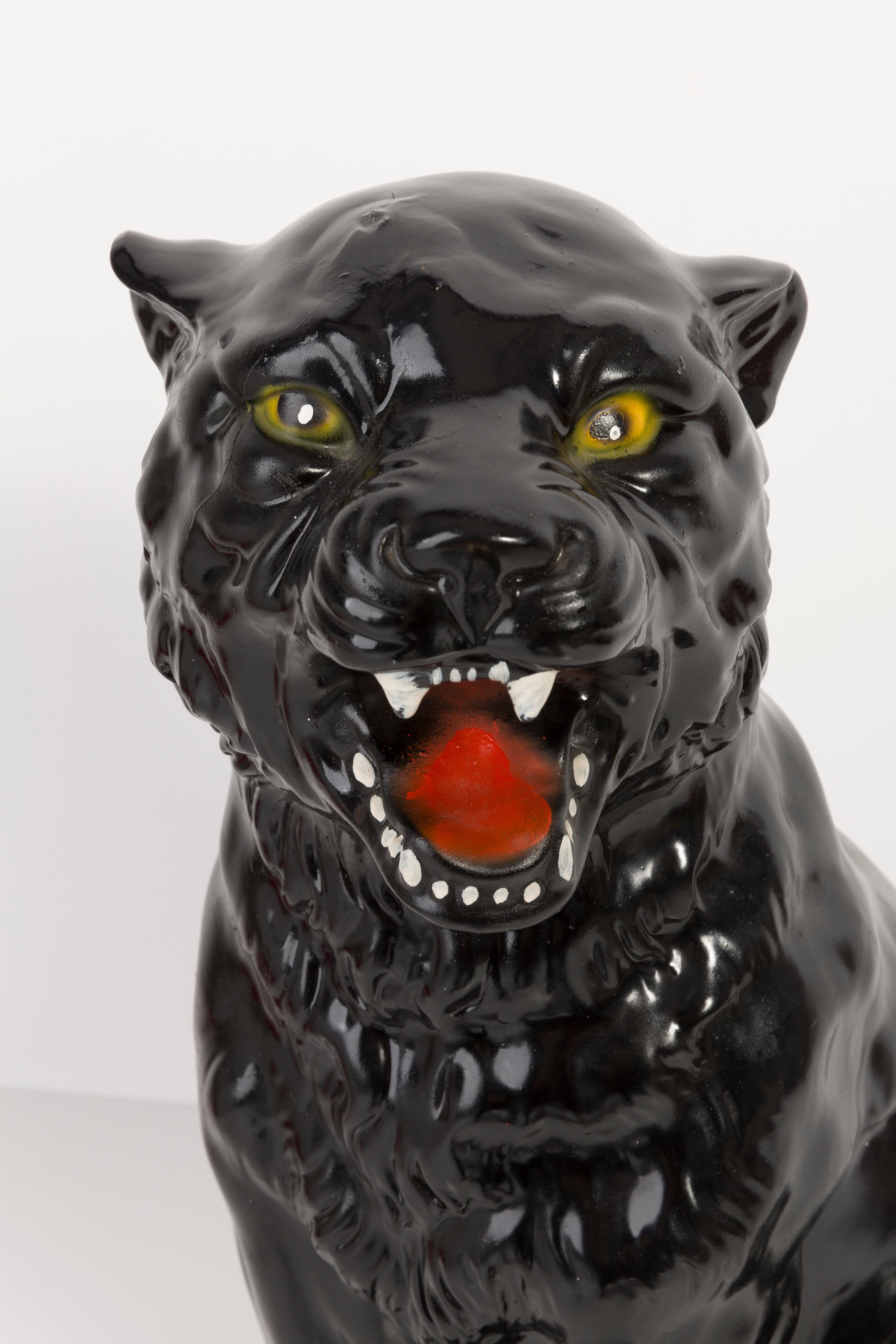 Seltene mittelgroße schwarze Panther-Keramikskulptur, Italien, 1960er Jahre im Angebot 4