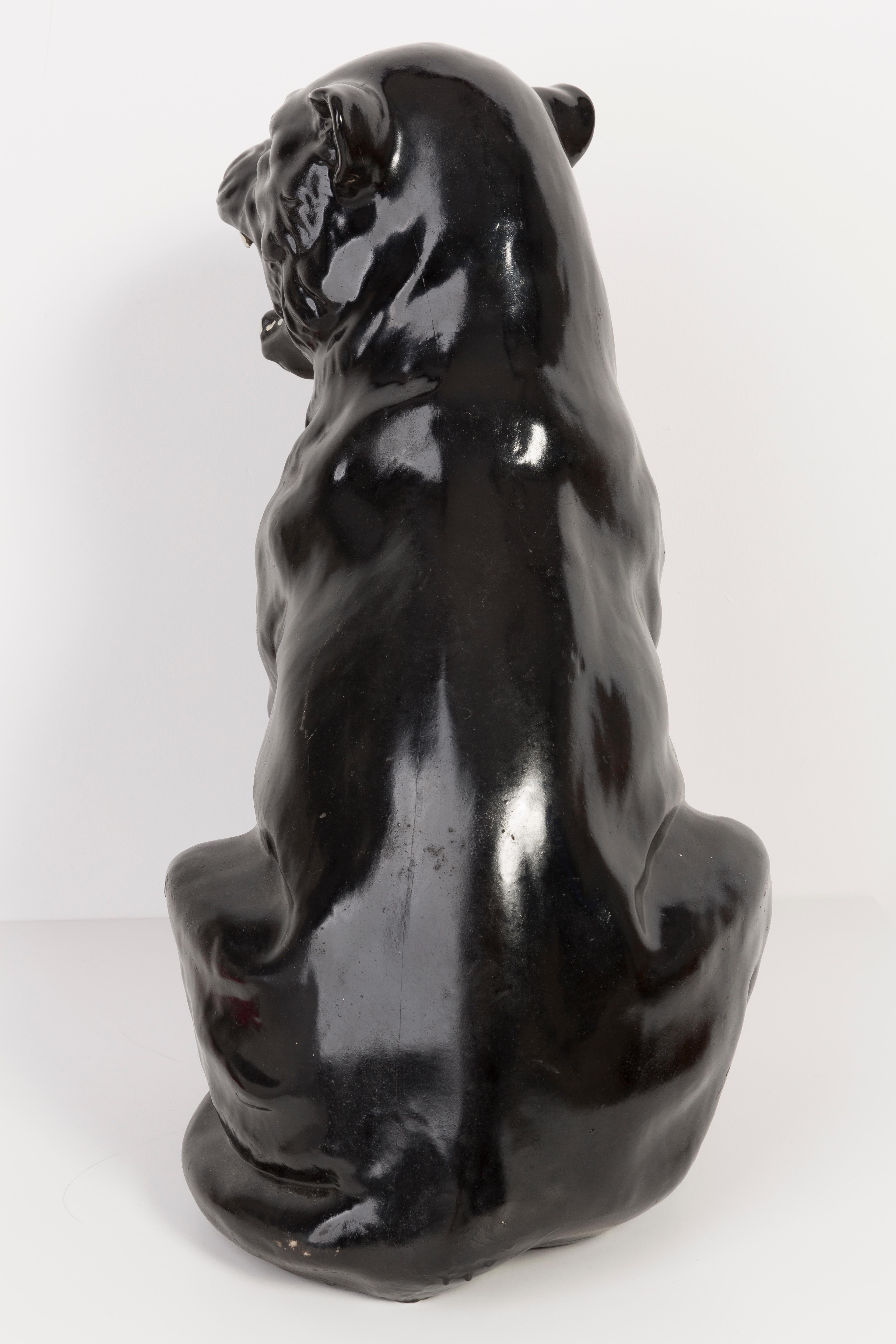 Mid-Century Modern Rare Medium Black Panther Ceramic Sculpture, Italy, 1960s For Sale