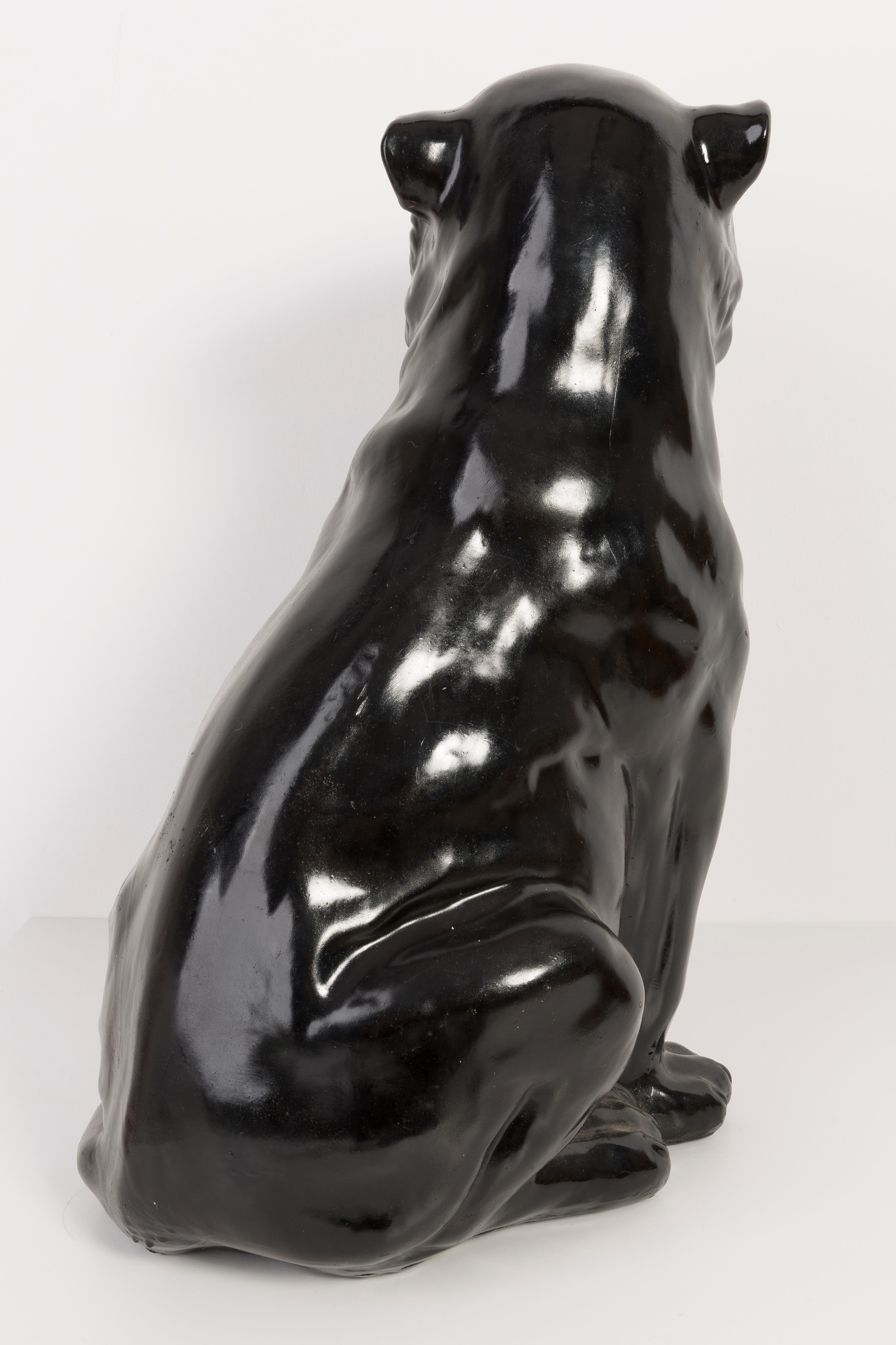 Italian Rare Medium Black Panther Ceramic Sculpture, Italy, 1960s For Sale