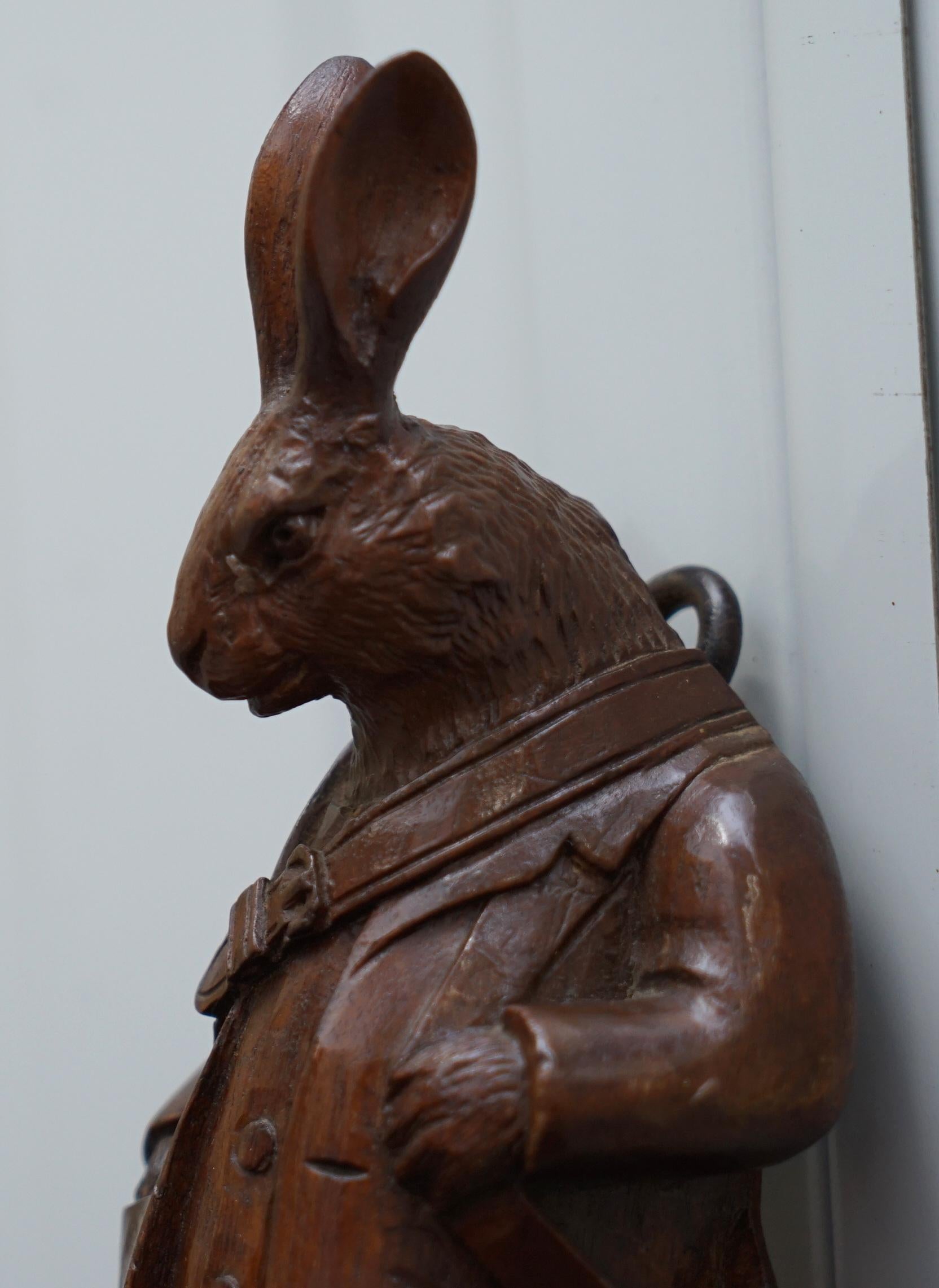 Late 19th Century Rare Medium circa 1880 Swiss Black Forest Whip Hook of a Games Keeper Rabbit