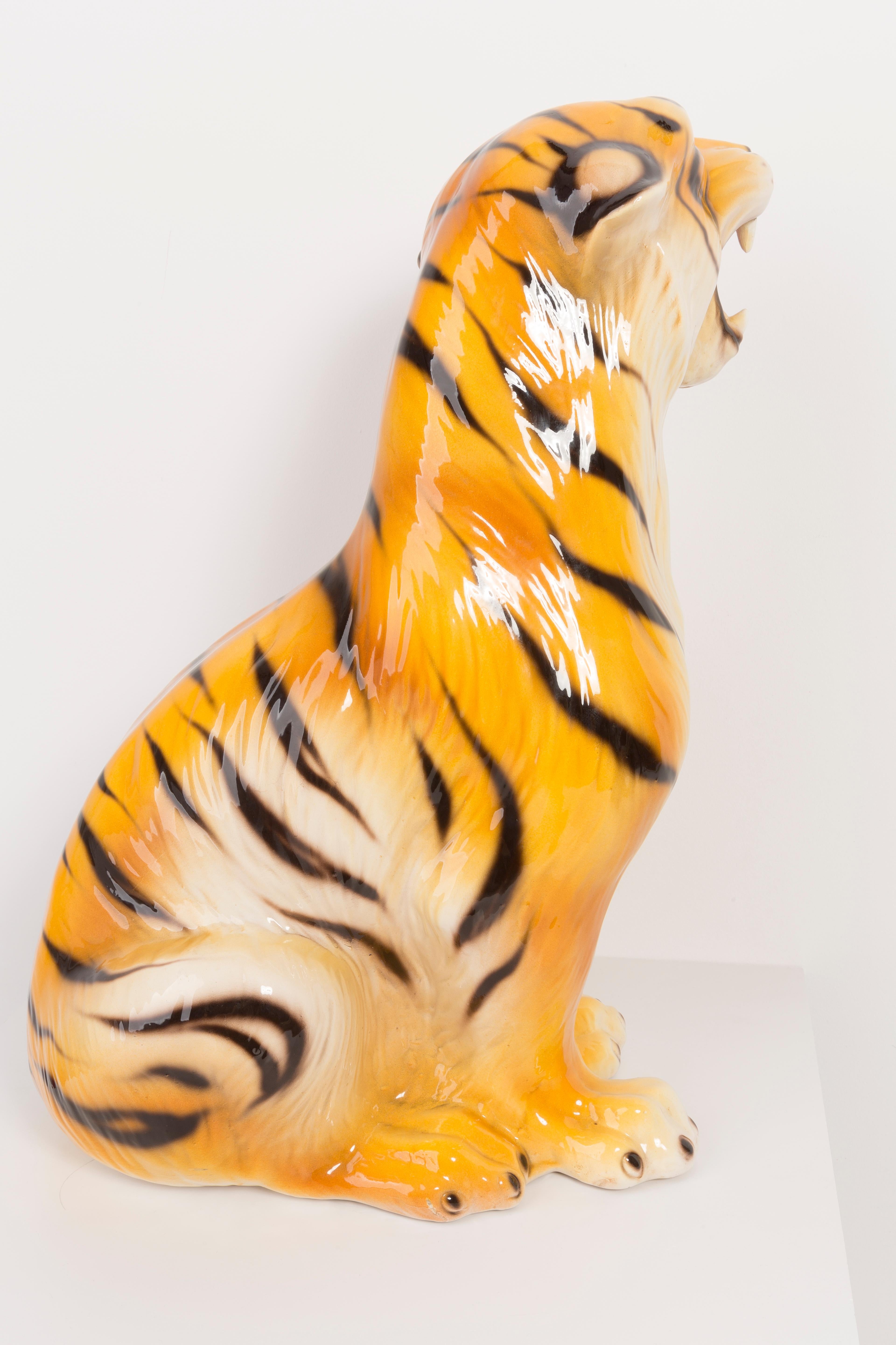 Seltene mittelgroße Tiger-Keramikskulptur, Italien, 1960er Jahre im Angebot 3
